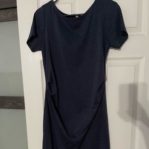 Pink blush dark blue ruched maternity dress size large